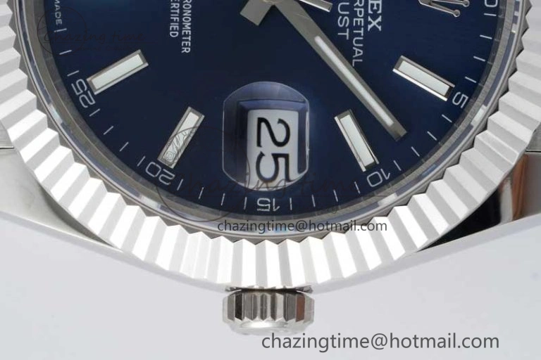 DateJust 41 SS JDF 1:1 Best Edition 904L Steel Blue Stick Dial on SS Jubilee Bracelet VR3235 V2