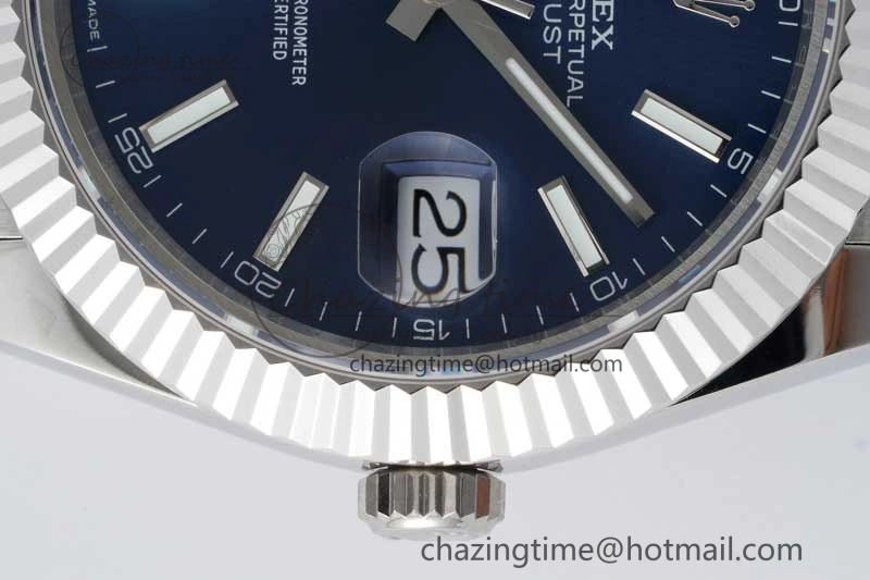 DateJust 41 SS JDF 1:1 Best Edition 904L Steel Blue Stick Dial on SS Jubilee Bracelet VR3235 V2