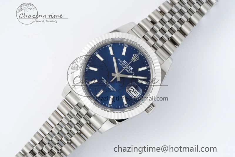 DateJust 41 SS JDF 1:1 Best Edition 904L Steel Blue Stick Dial on SS Jubilee Bracelet VR3235 V2