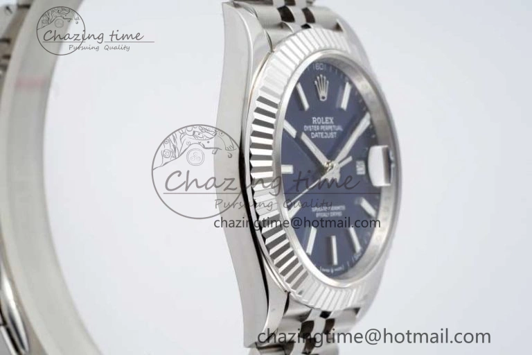 DateJust 41 SS JDF 1:1 Best Edition 904L Steel Blue Stick Dial on SS Jubilee Bracelet VR3235 V2