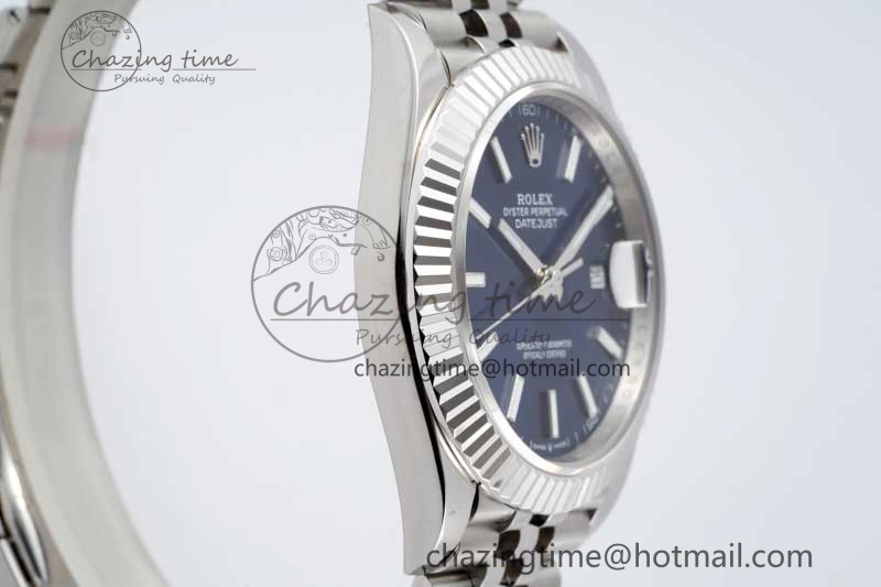DateJust 41 SS JDF 1:1 Best Edition 904L Steel Blue Stick Dial on SS Jubilee Bracelet VR3235 V2