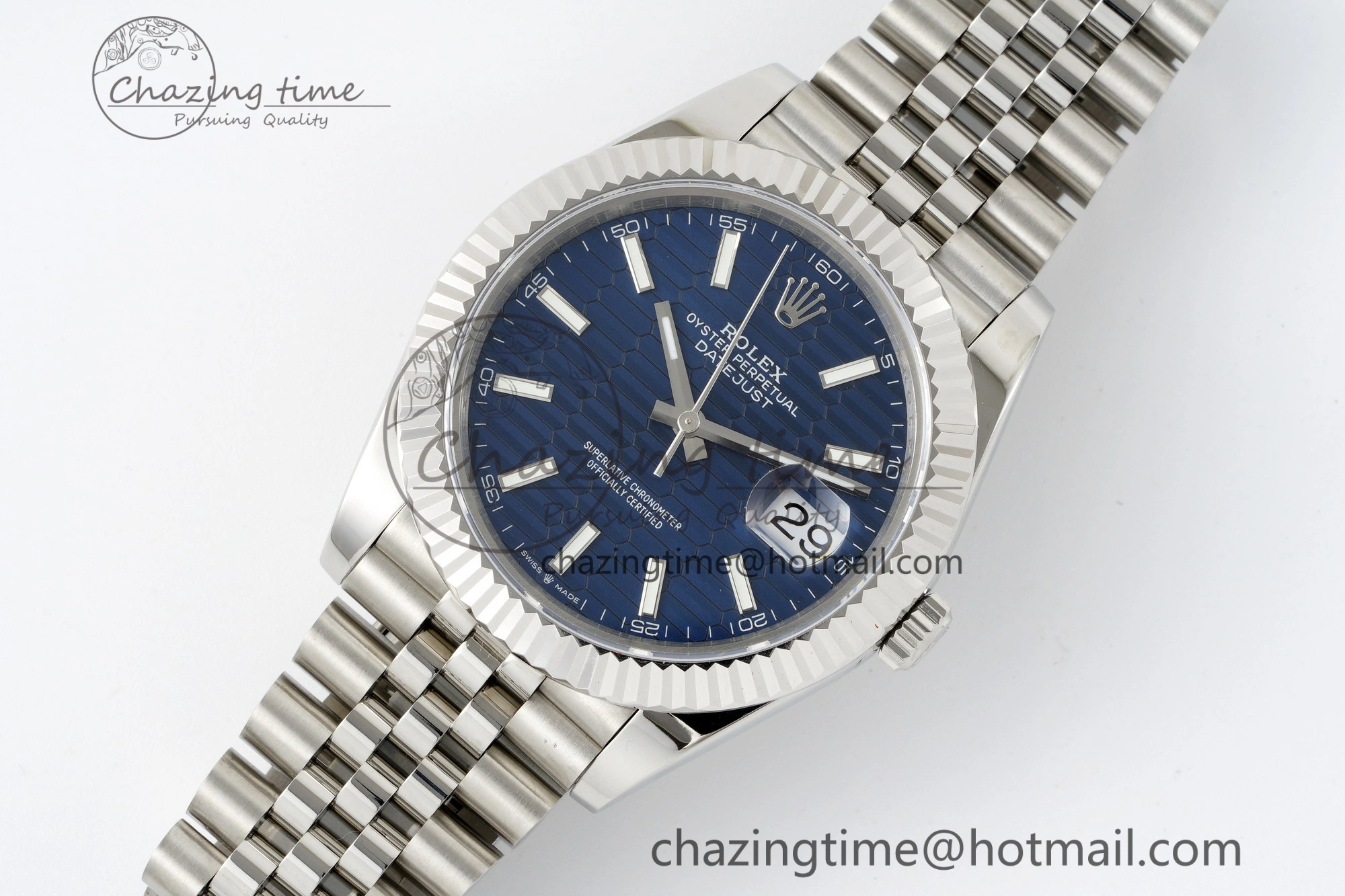 DateJust 41 SS JDF 904L Steel Blue Textured Dial on Jubilee Bracelet VR3235 V2