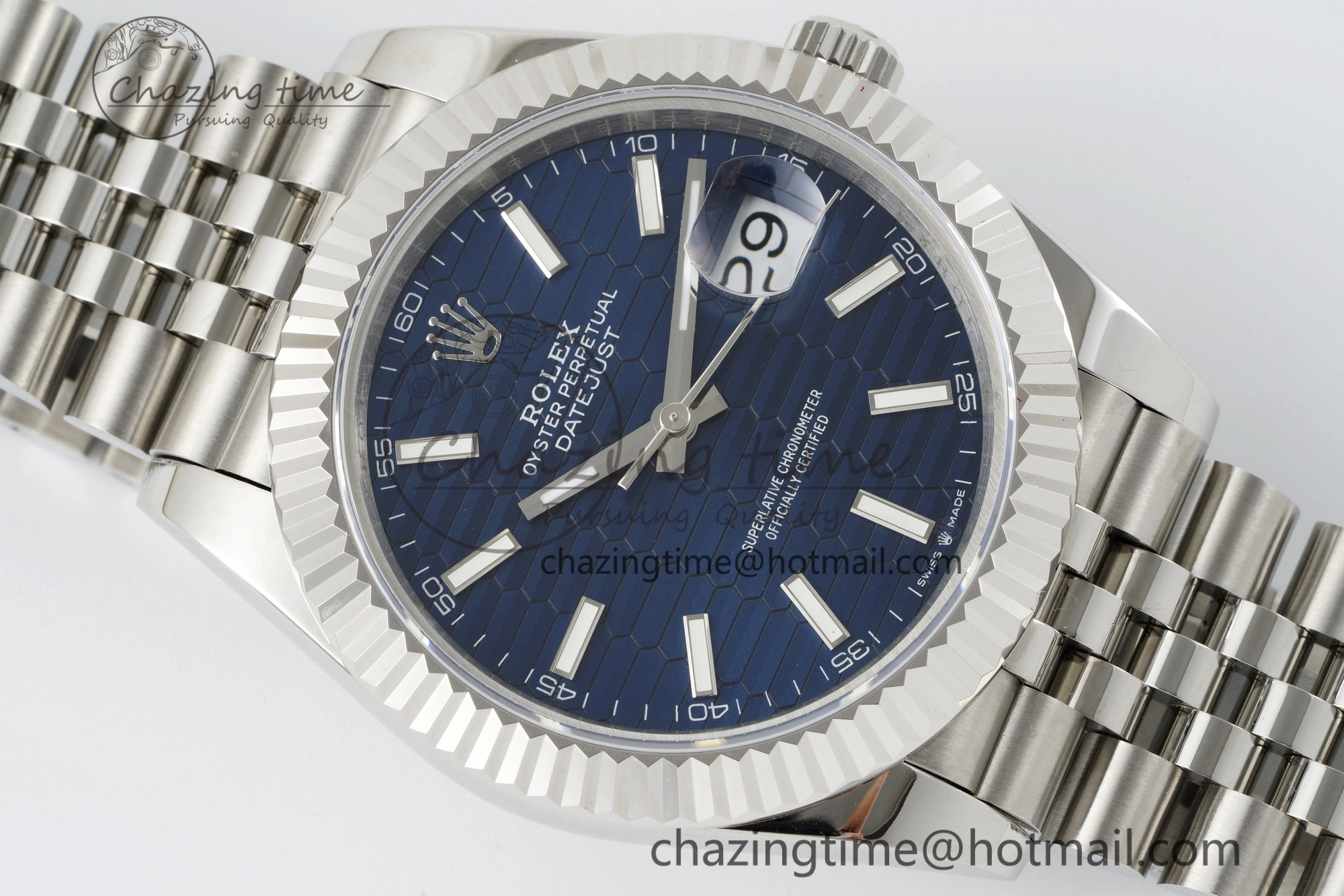 DateJust 41 SS JDF 904L Steel Blue Textured Dial on Jubilee Bracelet VR3235 V2
