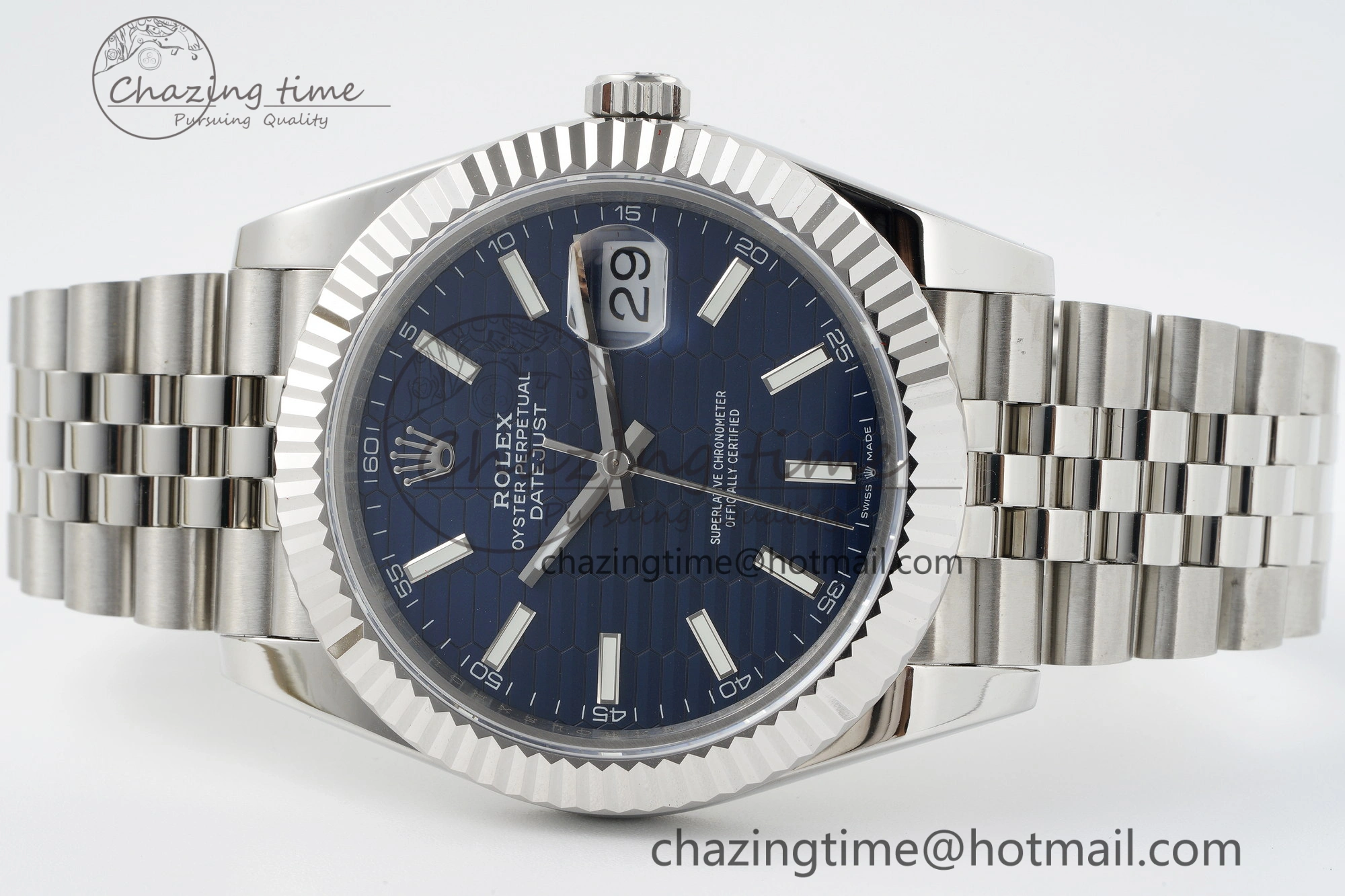 DateJust 41 SS JDF 904L Steel Blue Textured Dial on Jubilee Bracelet VR3235 V2