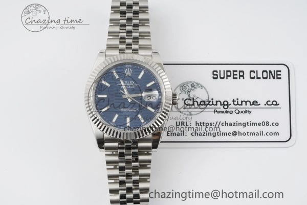 DateJust 41 SS JDF 904L Steel Blue Textured Dial on Jubilee Bracelet VR3235 V2