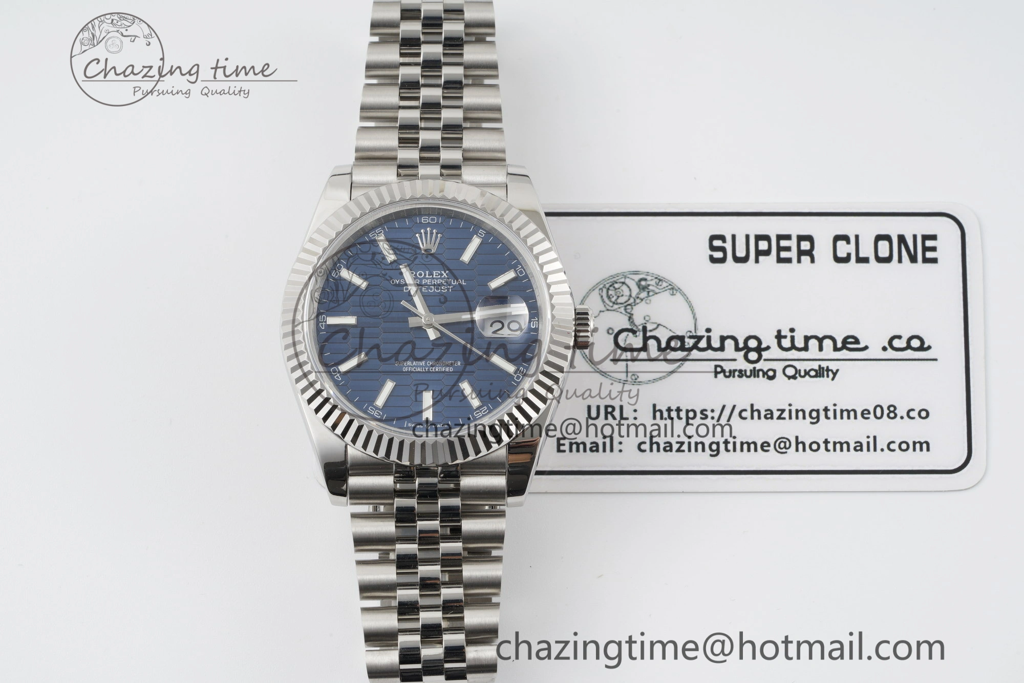DateJust 41 SS JDF 904L Steel Blue Textured Dial on Jubilee Bracelet VR3235 V2