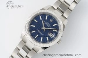 DateJust 41 SS JDF 904L Steel Blue Textured Dial on Oyster Bracelet VR3235 V2