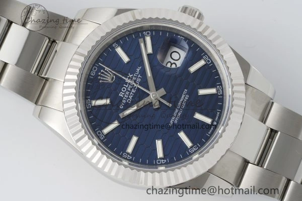 DateJust 41 SS JDF 904L Steel Blue Textured Dial on Oyster Bracelet VR3235 V2