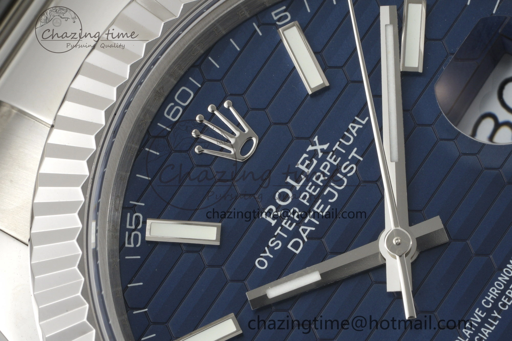 DateJust 41 SS JDF 904L Steel Blue Textured Dial on Oyster Bracelet VR3235 V2