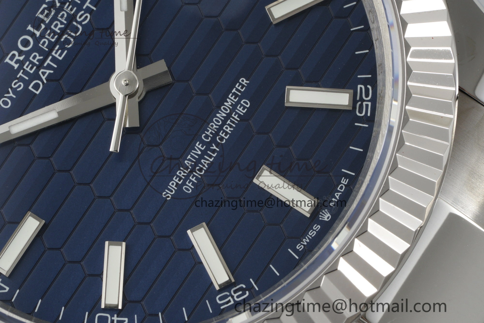 DateJust 41 SS JDF 904L Steel Blue Textured Dial on Oyster Bracelet VR3235 V2