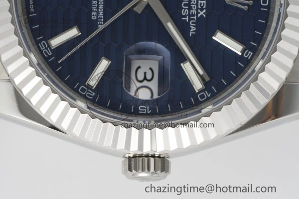 DateJust 41 SS JDF 904L Steel Blue Textured Dial on Oyster Bracelet VR3235 V2
