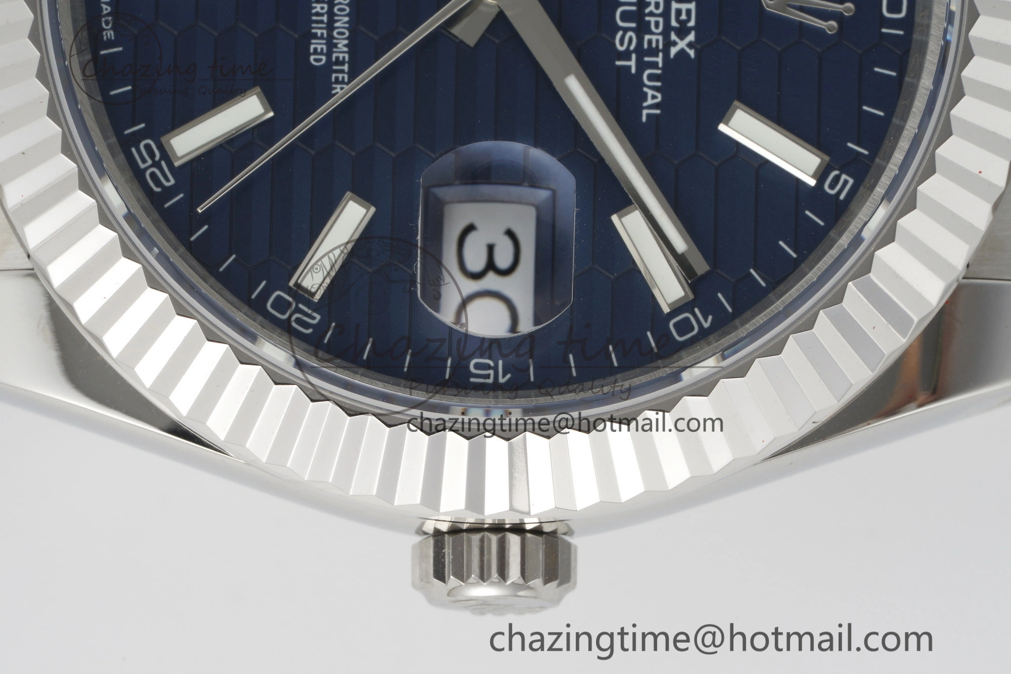 DateJust 41 SS JDF 904L Steel Blue Textured Dial on Oyster Bracelet VR3235 V2