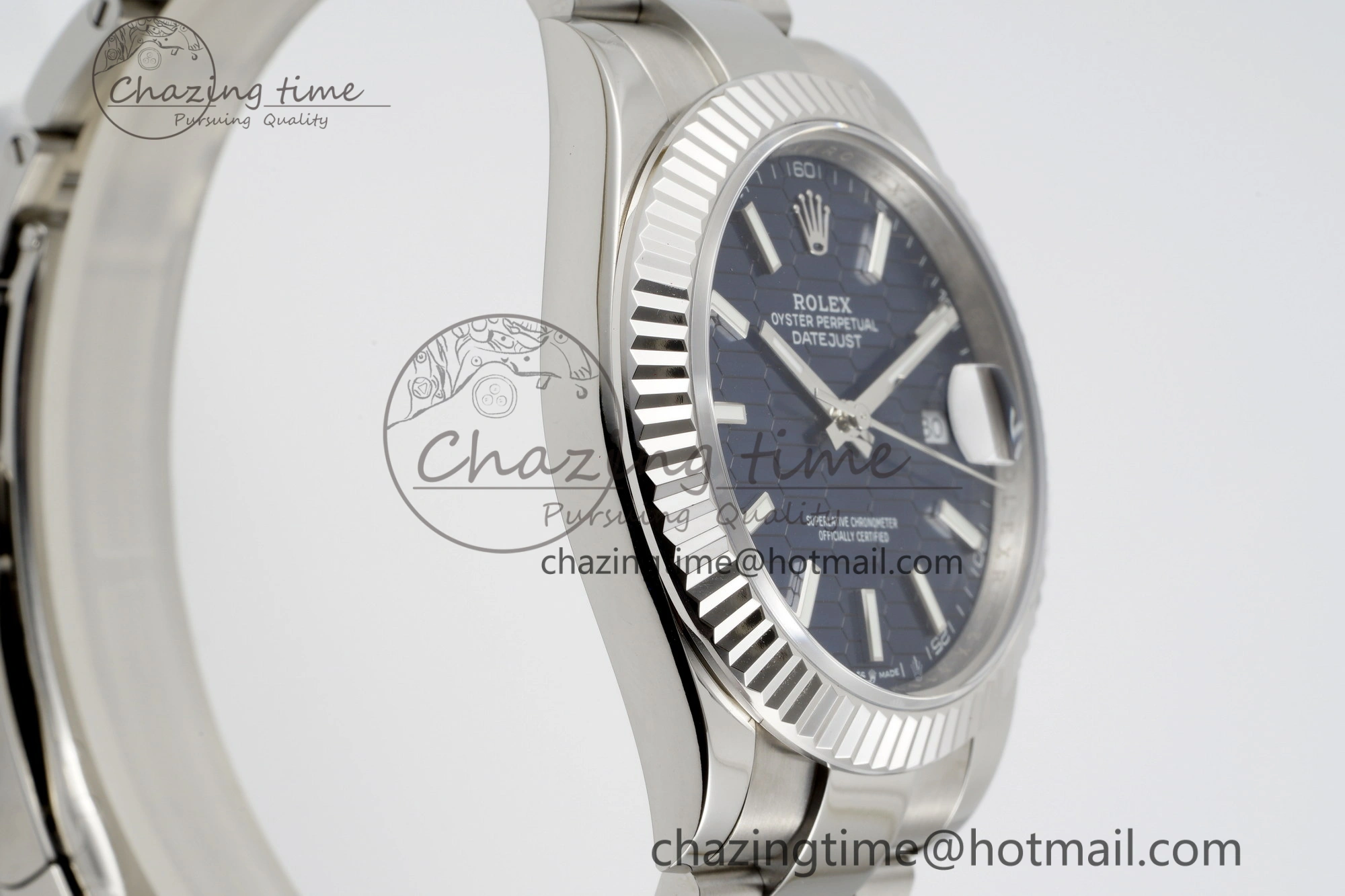 DateJust 41 SS JDF 904L Steel Blue Textured Dial on Oyster Bracelet VR3235 V2