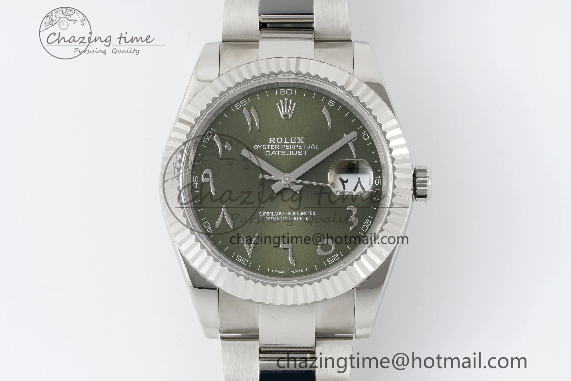 DateJust 41 SS JDF 904L Steel Green Sundust Dial Arabic Markers on Oyster Bracelet VR3235 V2