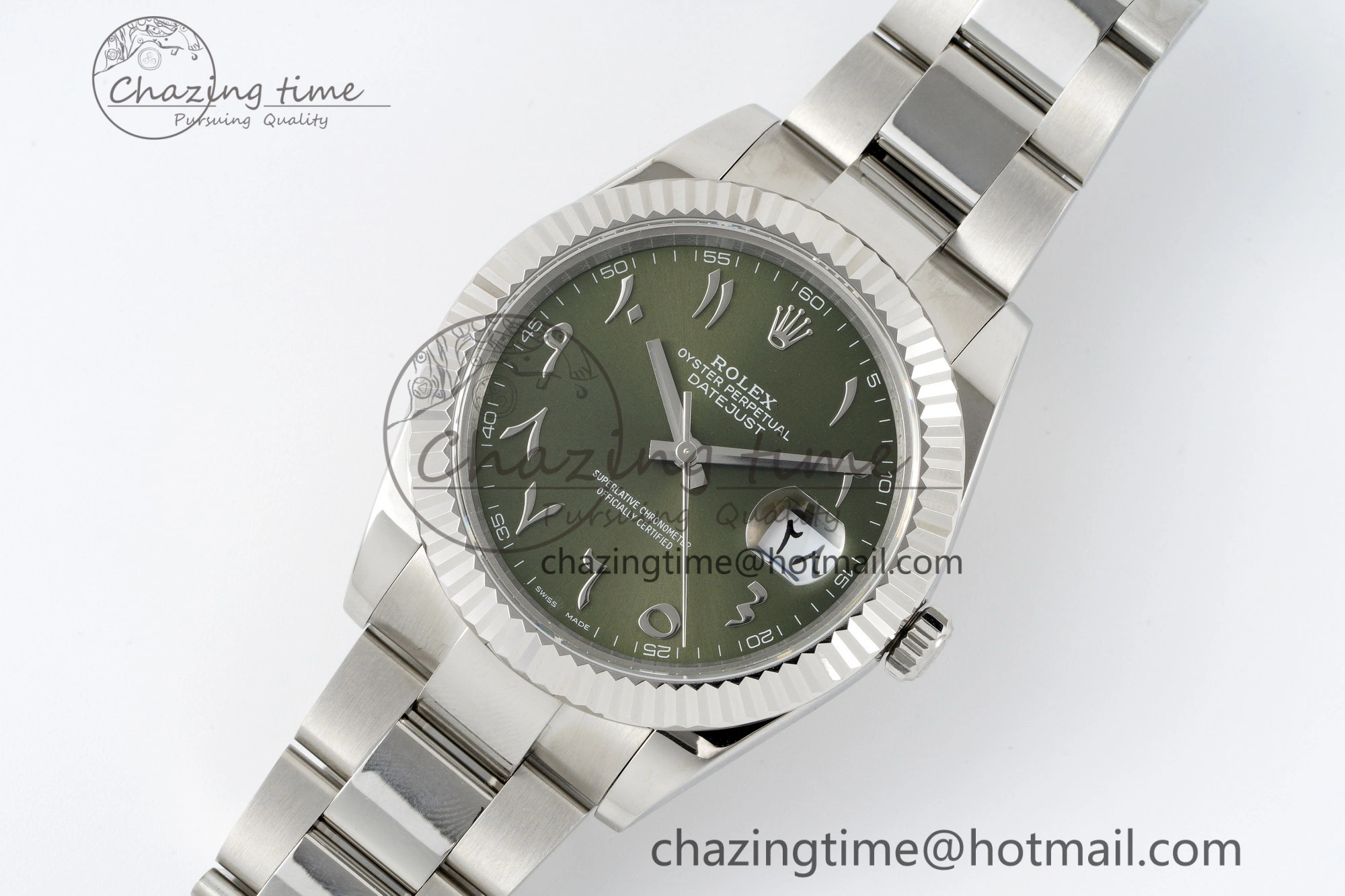 DateJust 41 SS JDF 904L Steel Green Sundust Dial Arabic Markers on Oyster Bracelet VR3235 V2