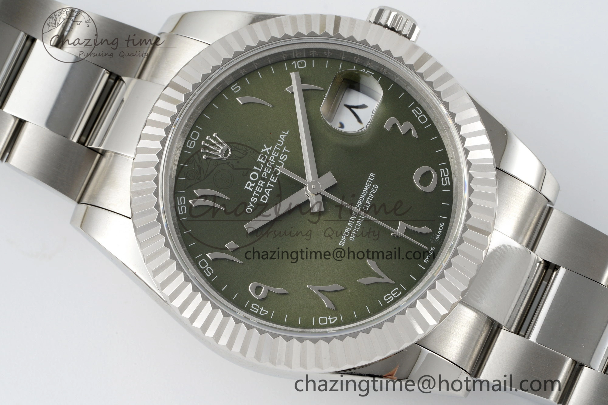 DateJust 41 SS JDF 904L Steel Green Sundust Dial Arabic Markers on Oyster Bracelet VR3235 V2