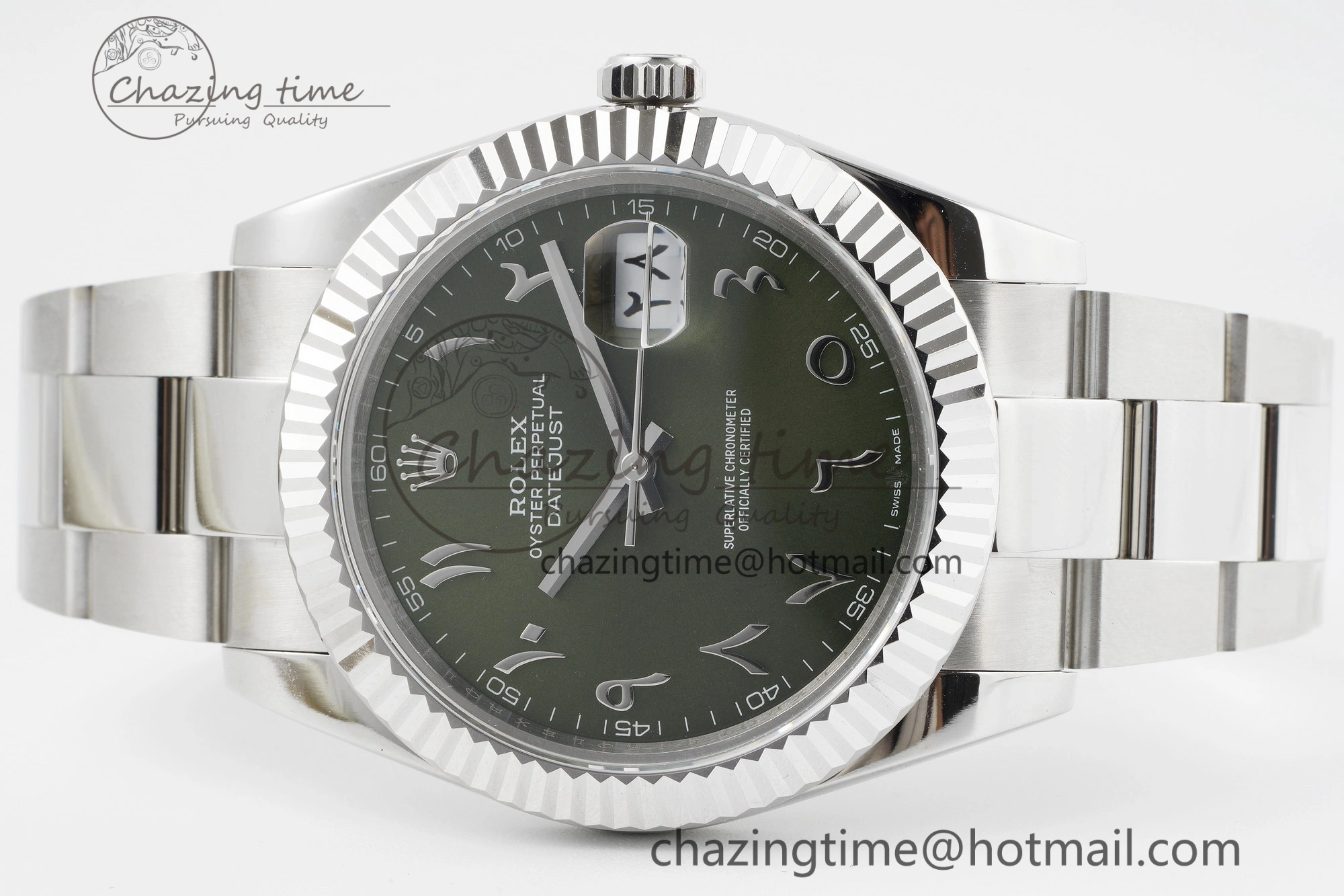 DateJust 41 SS JDF 904L Steel Green Sundust Dial Arabic Markers on Oyster Bracelet VR3235 V2