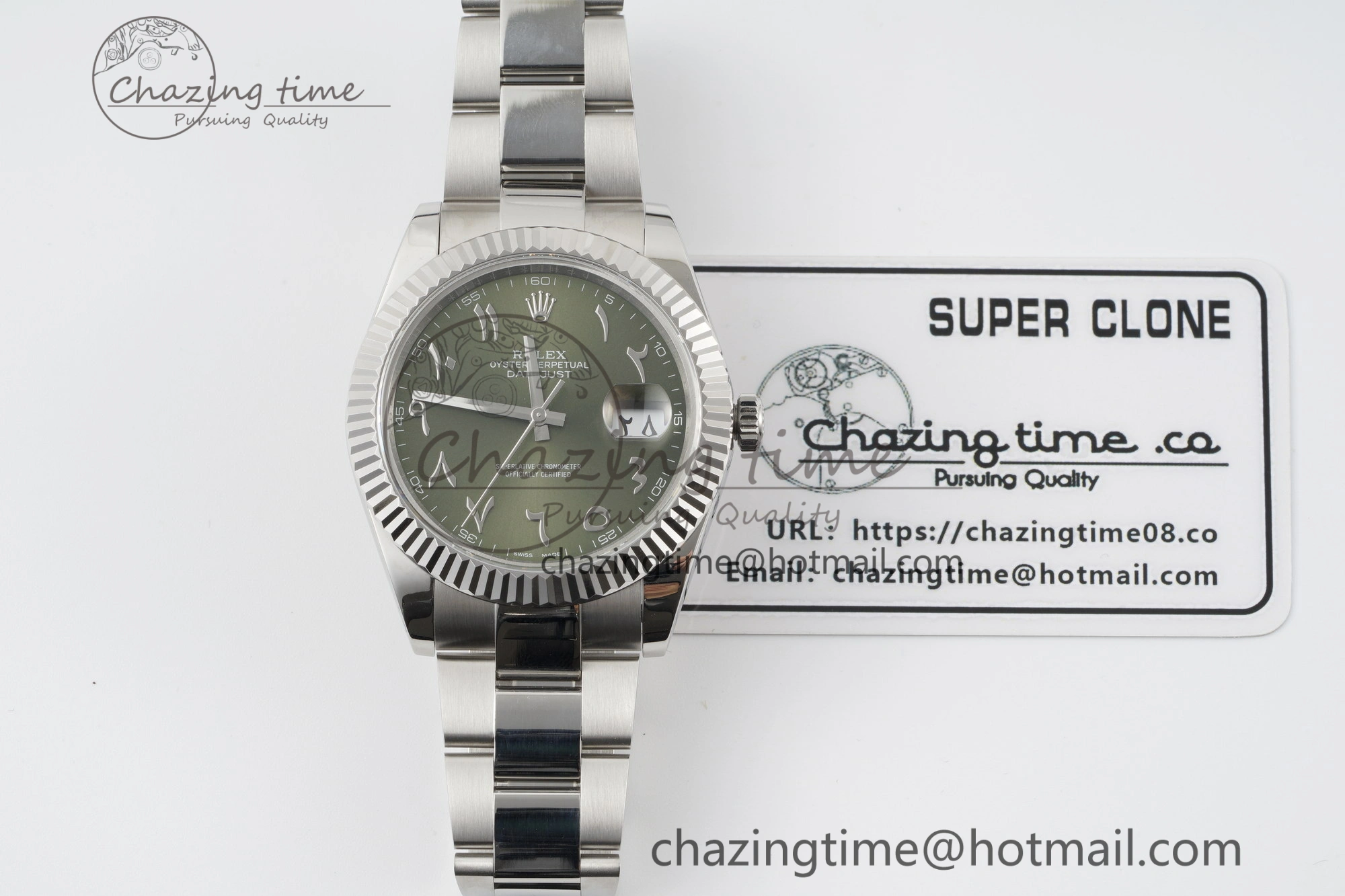 DateJust 41 SS JDF 904L Steel Green Sundust Dial Arabic Markers on Oyster Bracelet VR3235 V2