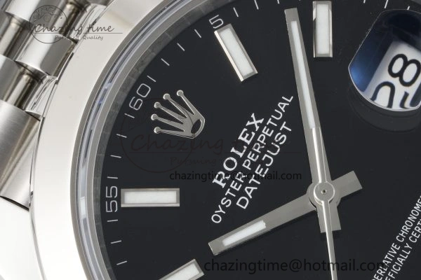 DateJust 41 SS Polished Bezel KING 1:1 Best Edition 904L Steel Black Stick Dial on Jubilee Bracelet VR3235
