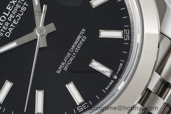 DateJust 41 SS Polished Bezel KING 1:1 Best Edition 904L Steel Black Stick Dial on Jubilee Bracelet VR3235
