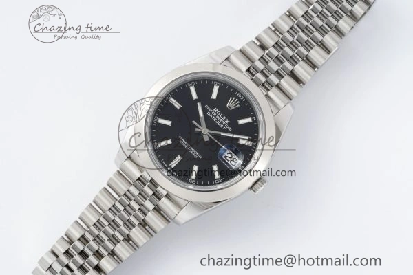 DateJust 41 SS Polished Bezel KING 1:1 Best Edition 904L Steel Black Stick Dial on Jubilee Bracelet VR3235