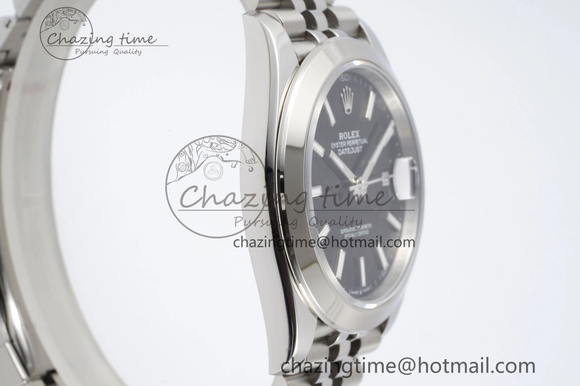 DateJust 41 SS Polished Bezel KING 1:1 Best Edition 904L Steel Black Stick Dial on Jubilee Bracelet VR3235