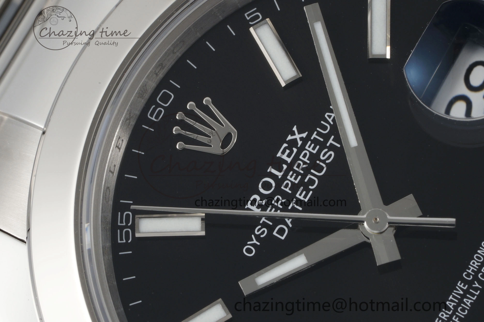 DateJust 41 SS Polished Bezel KING 1:1 Best Edition 904L Steel Black Stick Dial on Oyster Bracelet VR3235