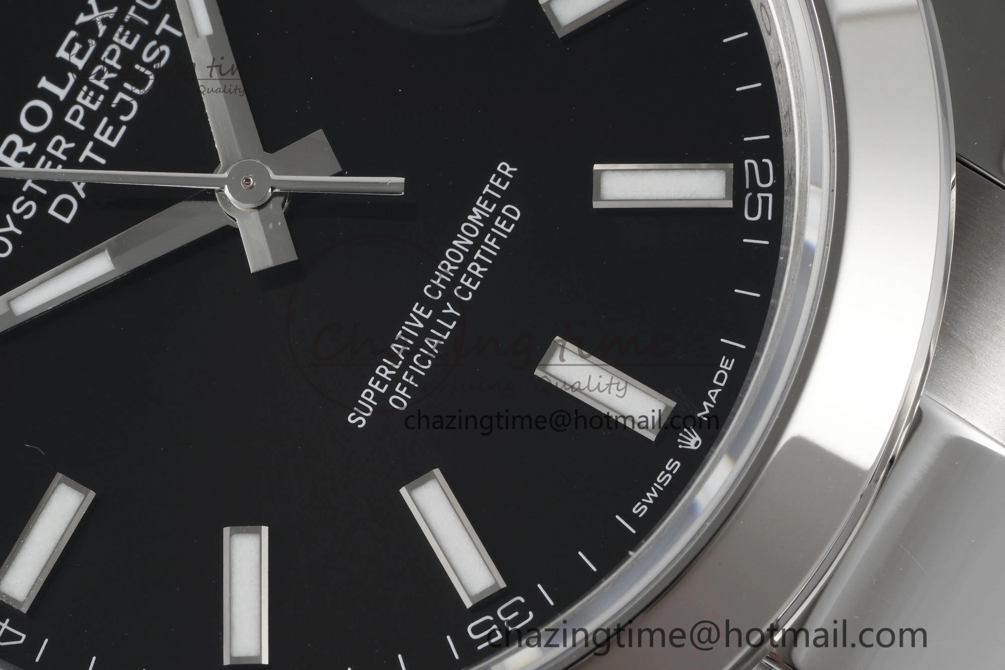 DateJust 41 SS Polished Bezel KING 1:1 Best Edition 904L Steel Black Stick Dial on Oyster Bracelet VR3235