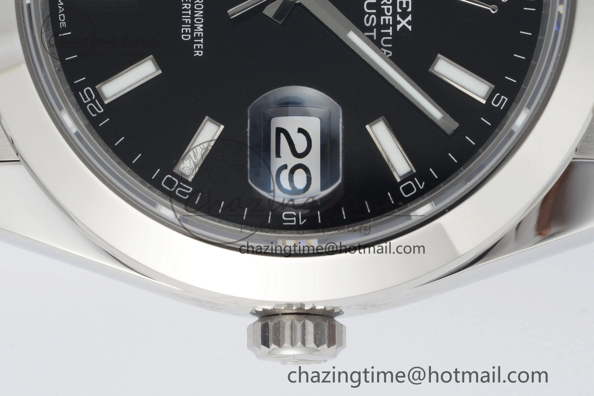 DateJust 41 SS Polished Bezel KING 1:1 Best Edition 904L Steel Black Stick Dial on Oyster Bracelet VR3235