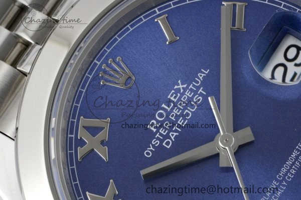 DateJust 41 SS Polished Bezel KING 1:1 Best Edition 904L Steel Blue Roman Dial on Jubilee Bracelet VR3235