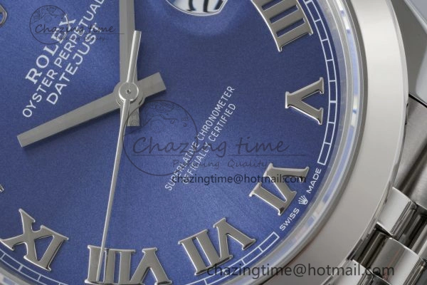 DateJust 41 SS Polished Bezel KING 1:1 Best Edition 904L Steel Blue Roman Dial on Jubilee Bracelet VR3235