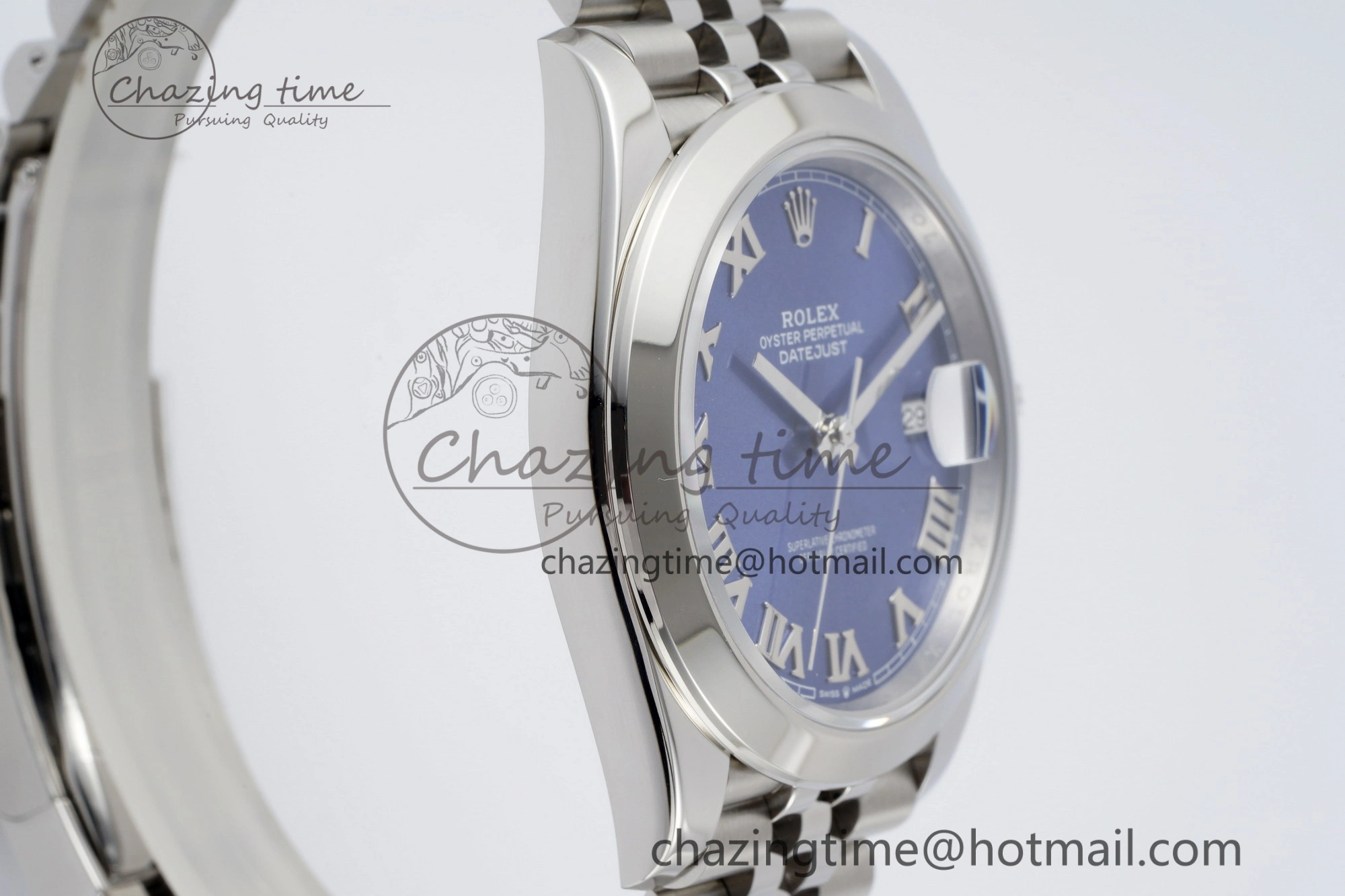 DateJust 41 SS Polished Bezel KING 1:1 Best Edition 904L Steel Blue Roman Dial on Jubilee Bracelet VR3235