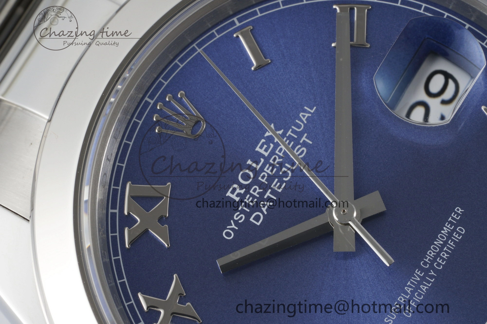DateJust 41 SS Polished Bezel KING 1:1 Best Edition 904L Steel Blue Roman Dial on Oyster Bracelet VR3235