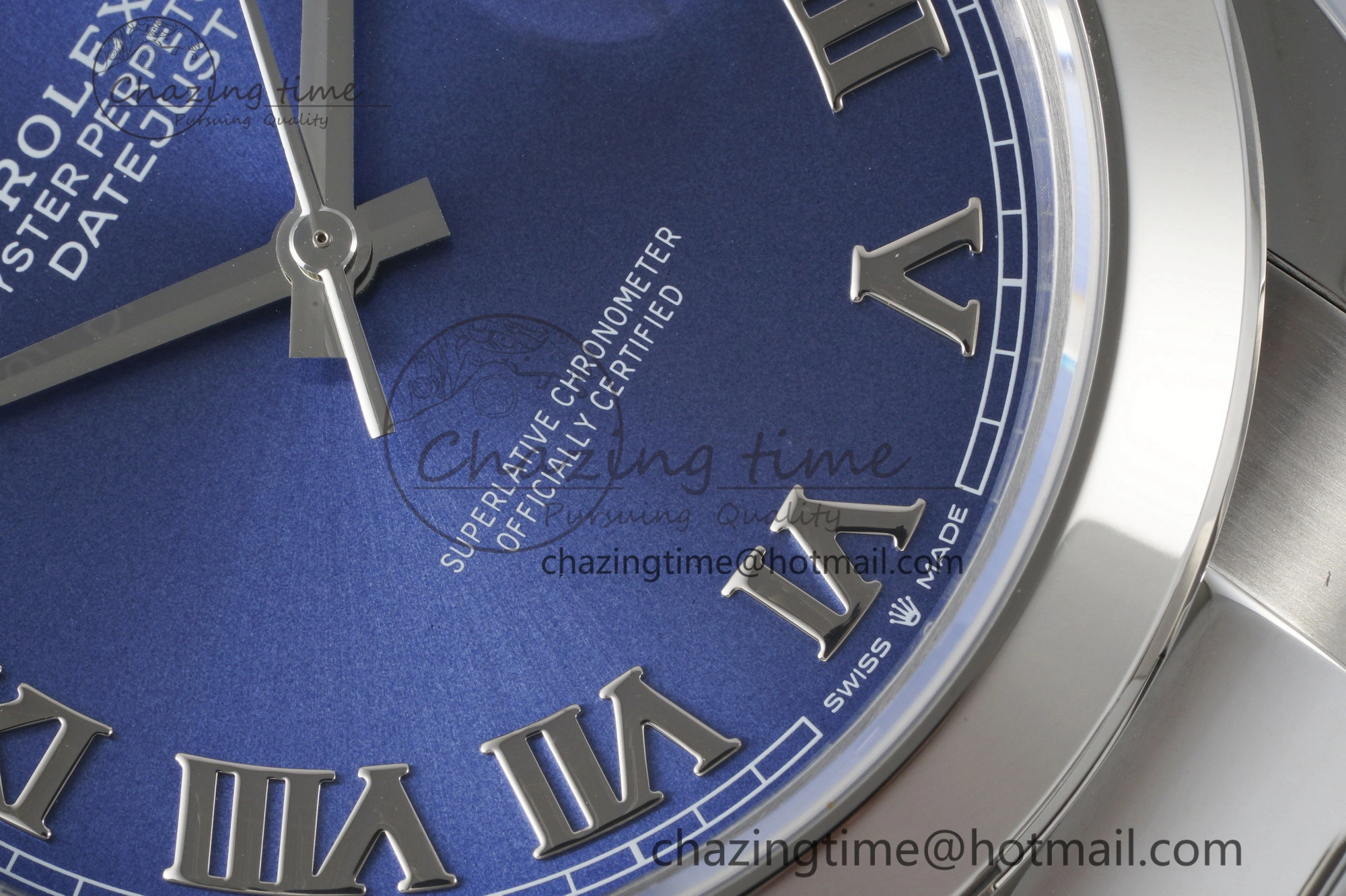 DateJust 41 SS Polished Bezel KING 1:1 Best Edition 904L Steel Blue Roman Dial on Oyster Bracelet VR3235