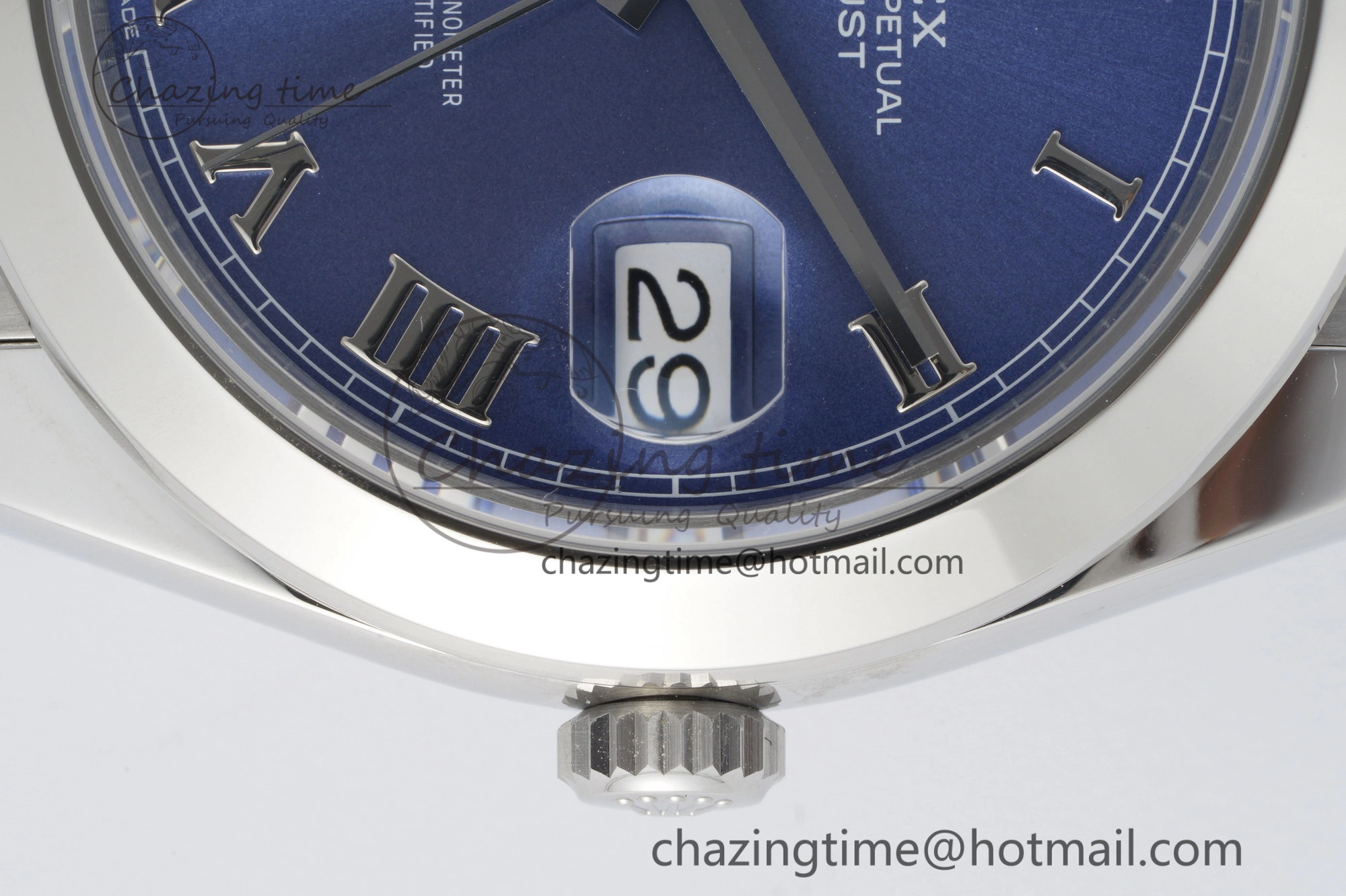 DateJust 41 SS Polished Bezel KING 1:1 Best Edition 904L Steel Blue Roman Dial on Oyster Bracelet VR3235