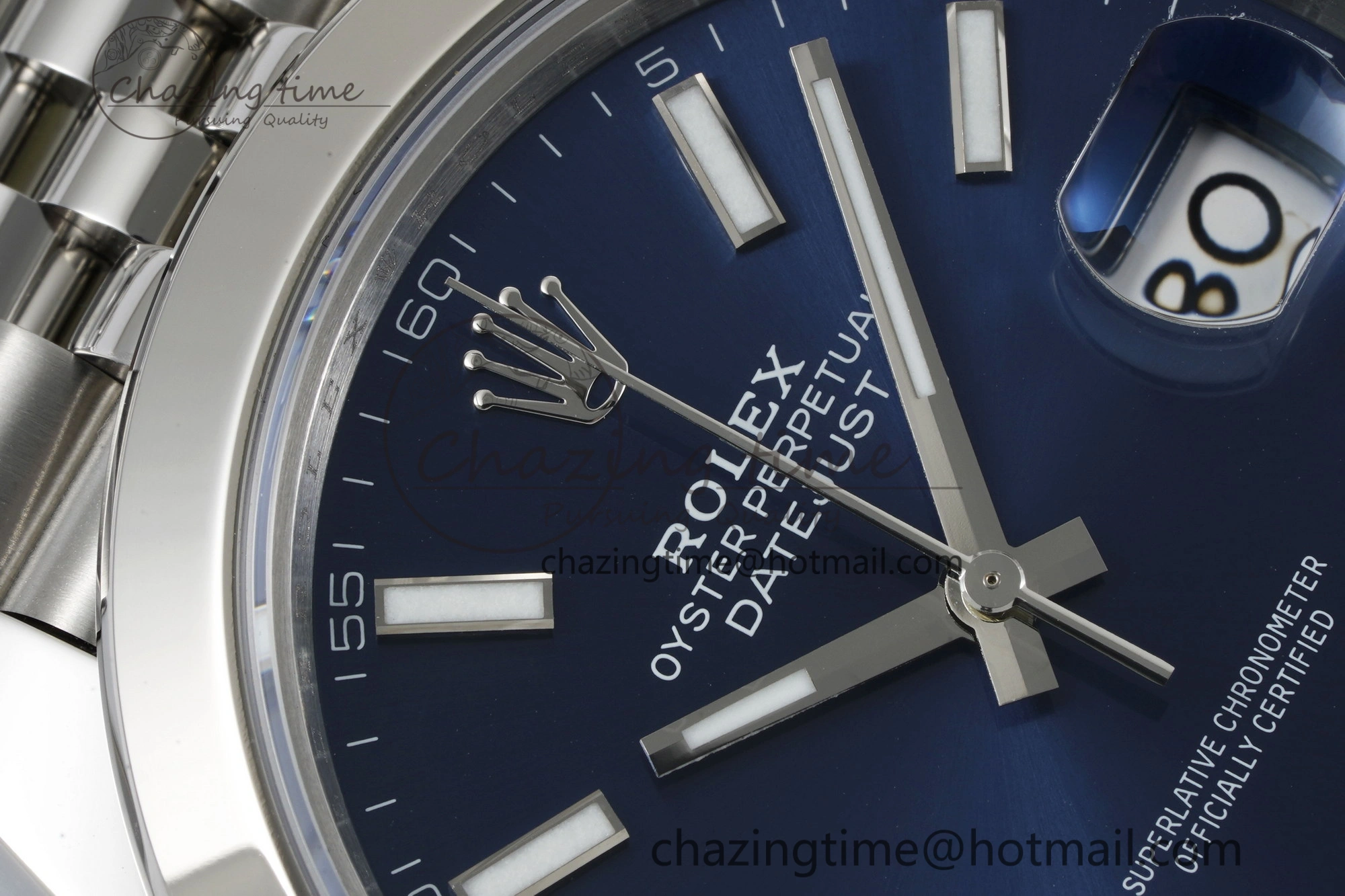 DateJust 41 SS Polished Bezel KING 1:1 Best Edition 904L Steel Blue Stick Dial on Jubilee Bracelet VR3235