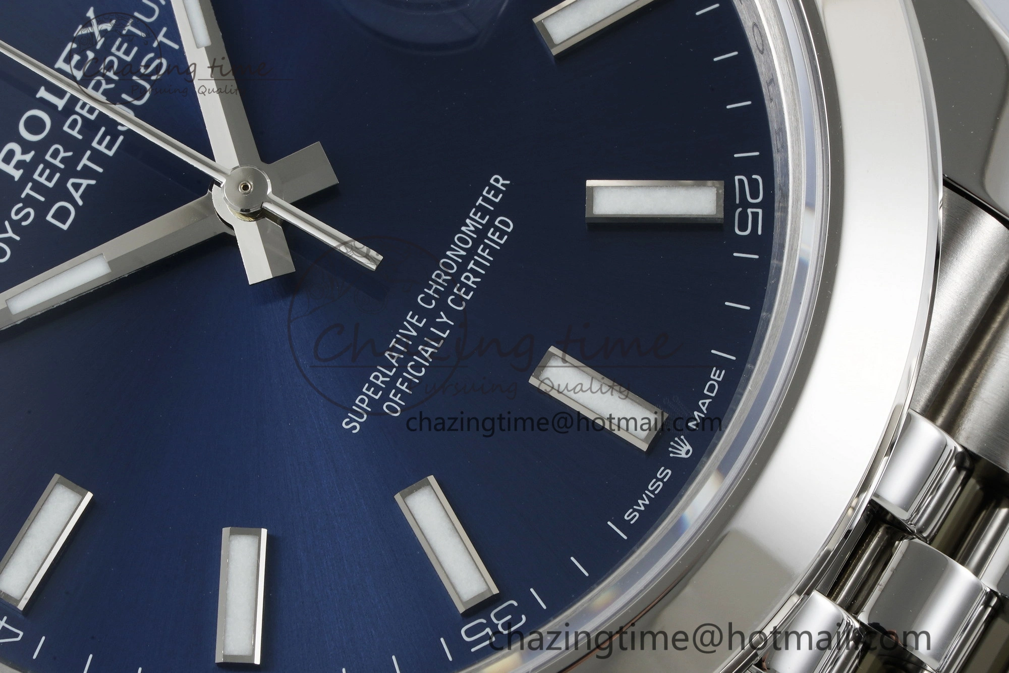 DateJust 41 SS Polished Bezel KING 1:1 Best Edition 904L Steel Blue Stick Dial on Jubilee Bracelet VR3235