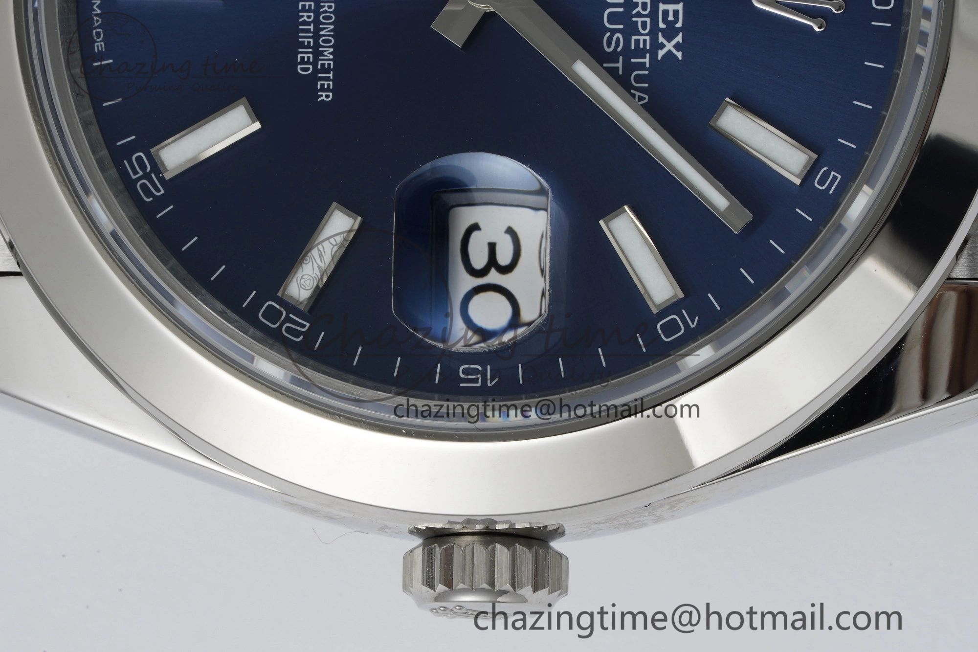 DateJust 41 SS Polished Bezel KING 1:1 Best Edition 904L Steel Blue Stick Dial on Jubilee Bracelet VR3235