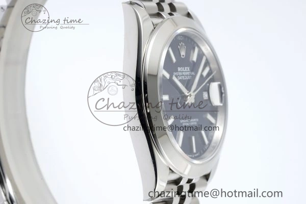 DateJust 41 SS Polished Bezel KING 1:1 Best Edition 904L Steel Blue Stick Dial on Jubilee Bracelet VR3235