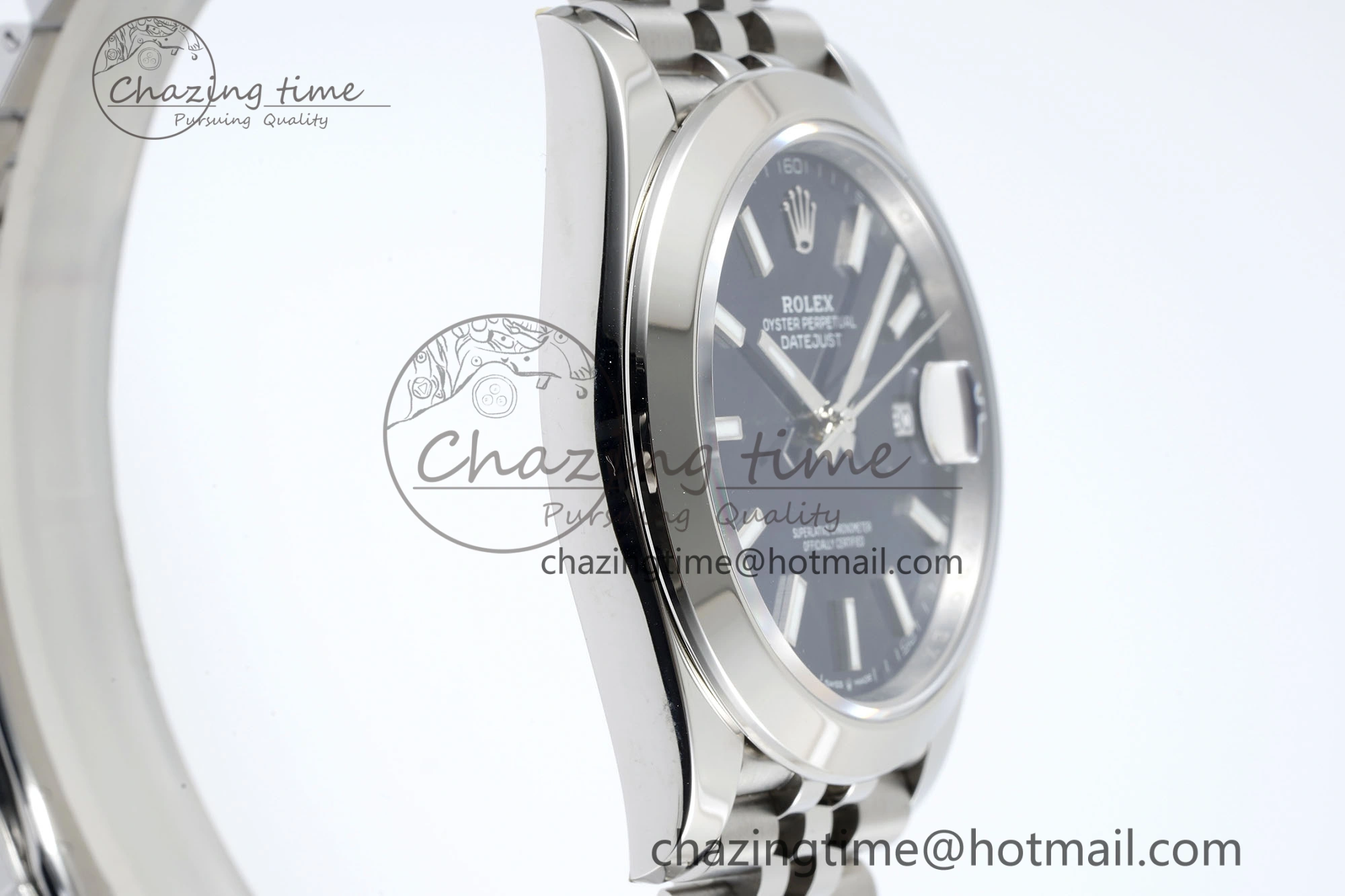 DateJust 41 SS Polished Bezel KING 1:1 Best Edition 904L Steel Blue Stick Dial on Jubilee Bracelet VR3235