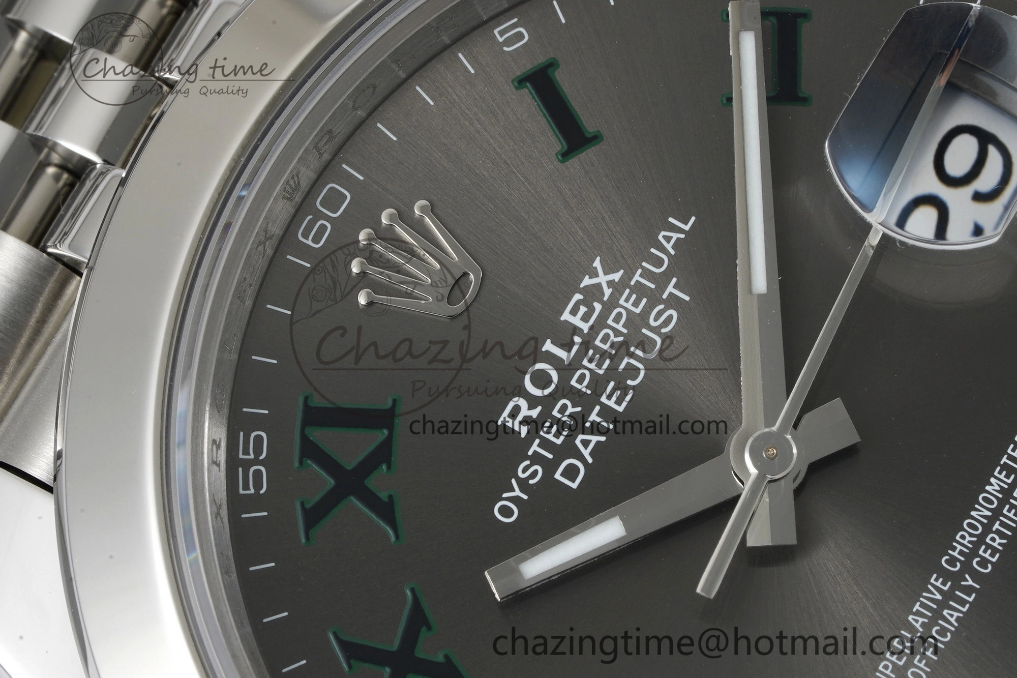 DateJust 41 SS Polished Bezel KING 1:1 Best Edition 904L Steel Gray Green Roman Dial on Jubilee Bracelet VR3235