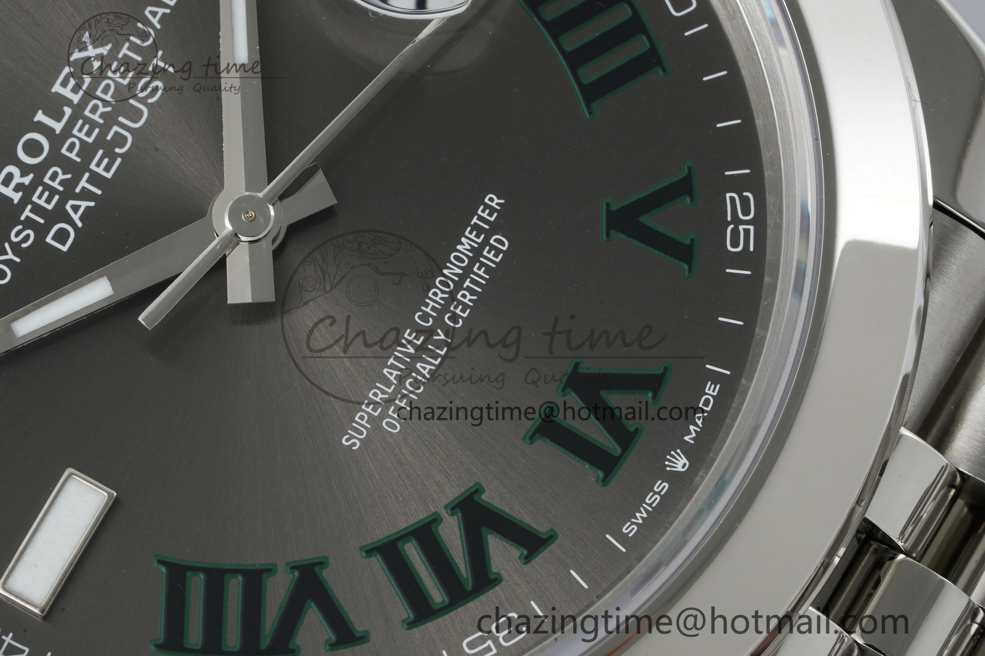 DateJust 41 SS Polished Bezel KING 1:1 Best Edition 904L Steel Gray Green Roman Dial on Jubilee Bracelet VR3235
