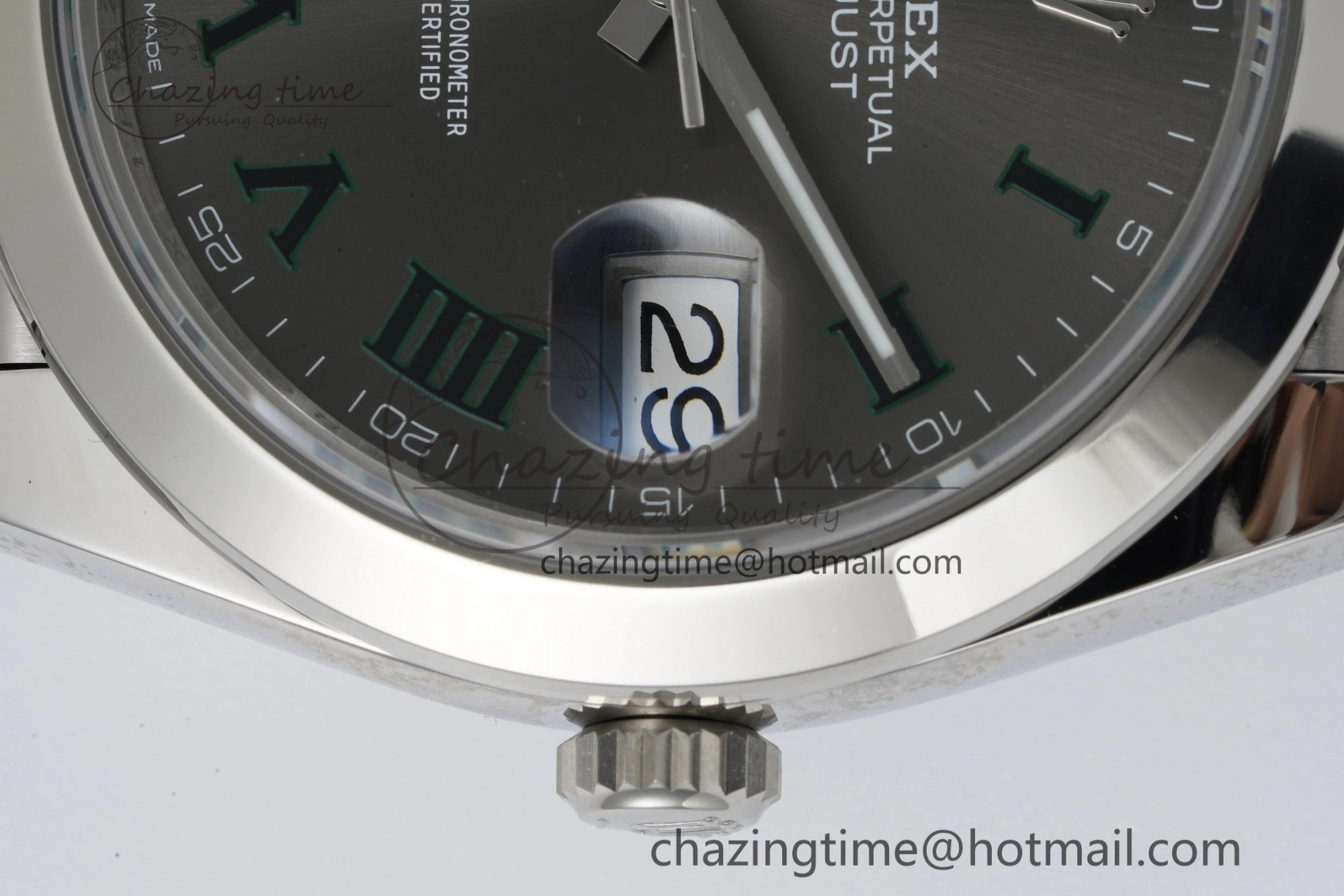 DateJust 41 SS Polished Bezel KING 1:1 Best Edition 904L Steel Gray Green Roman Dial on Jubilee Bracelet VR3235