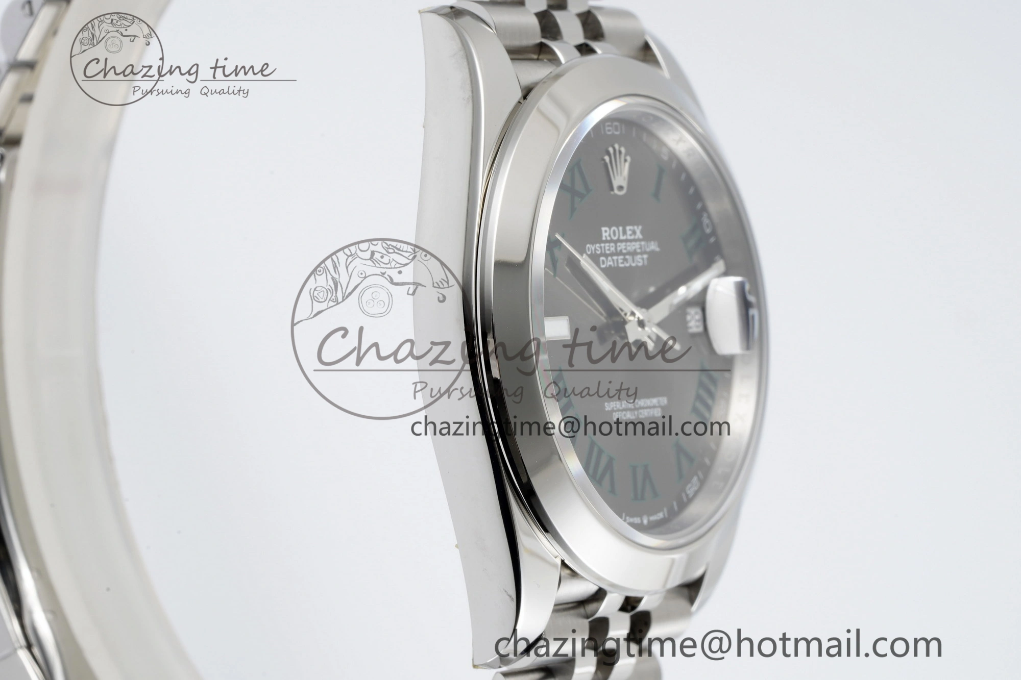 DateJust 41 SS Polished Bezel KING 1:1 Best Edition 904L Steel Gray Green Roman Dial on Jubilee Bracelet VR3235