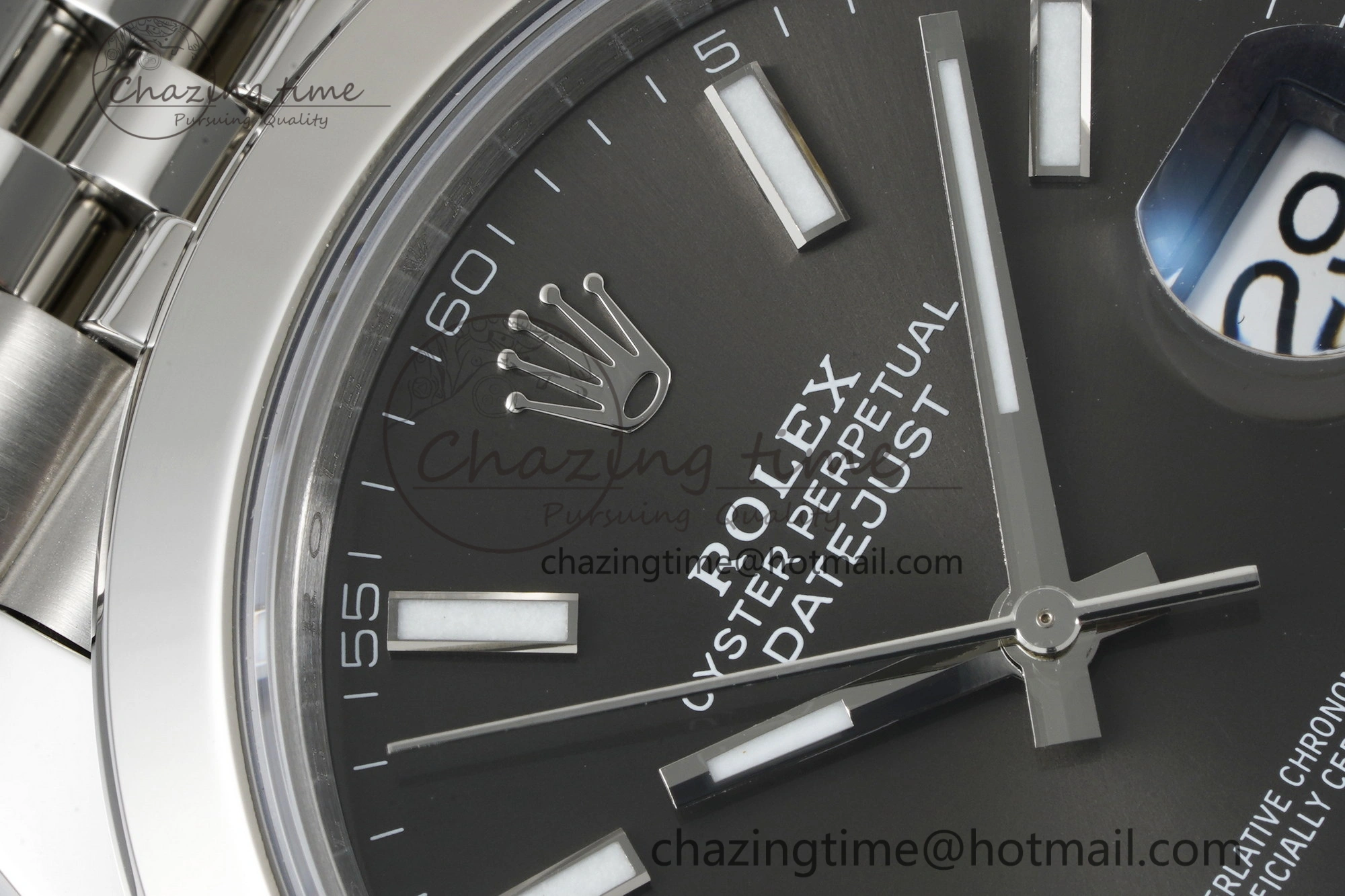 DateJust 41 SS Polished Bezel KING 1:1 Best Edition 904L Steel Gray Stick Dial on Jubilee Bracelet VR3235