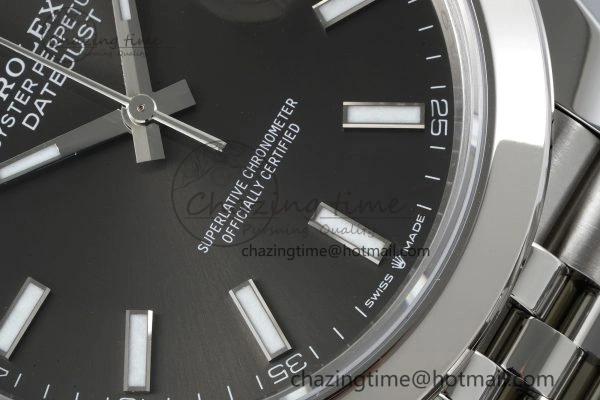 DateJust 41 SS Polished Bezel KING 1:1 Best Edition 904L Steel Gray Stick Dial on Jubilee Bracelet VR3235