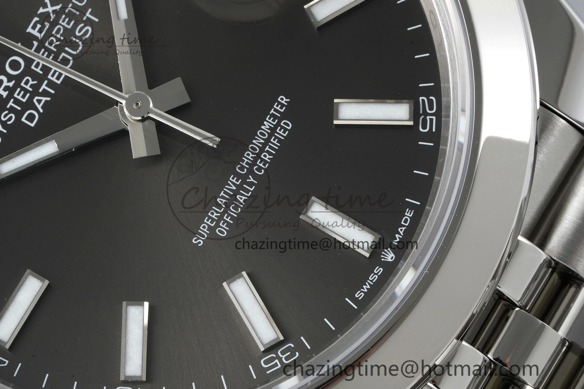 DateJust 41 SS Polished Bezel KING 1:1 Best Edition 904L Steel Gray Stick Dial on Jubilee Bracelet VR3235