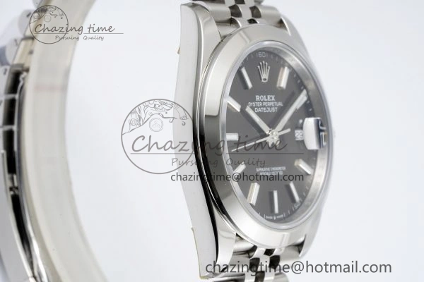 DateJust 41 SS Polished Bezel KING 1:1 Best Edition 904L Steel Gray Stick Dial on Jubilee Bracelet VR3235