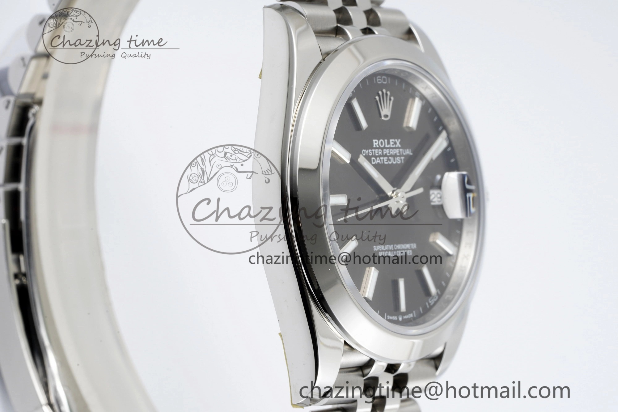 DateJust 41 SS Polished Bezel KING 1:1 Best Edition 904L Steel Gray Stick Dial on Jubilee Bracelet VR3235