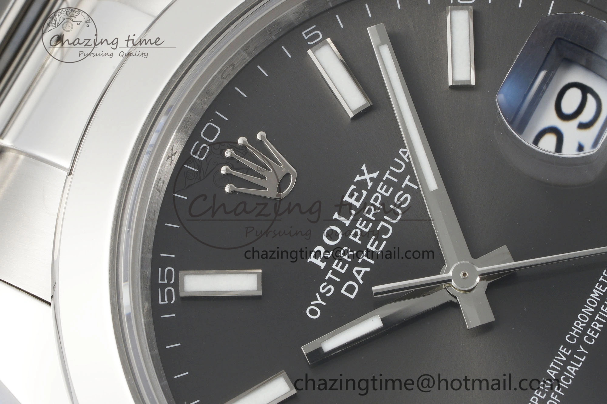 DateJust 41 SS Polished Bezel KING 1:1 Best Edition 904L Steel Gray Stick Dial on Oyster Bracelet VR3235